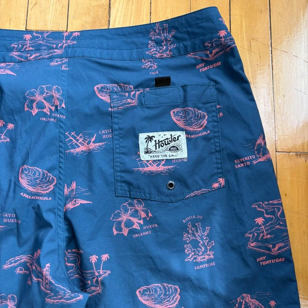Howler Bros Buchannon Board Shorts Mens 36 Gulf Destinations Print Beach Swim